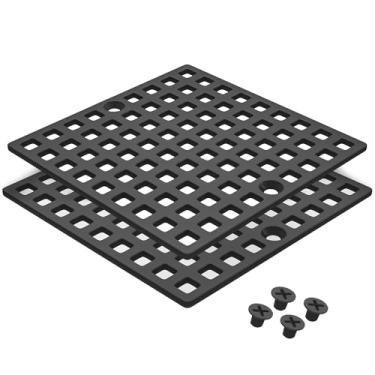 Imagem de Yaseingoo 2Pc 4" Matte Black Shower Drain Cover - Substituição De Tampa De Ralo De Piso Quadrado - Coletor De Cabelo/Filtro De Drenagem Para Banheiros, Chuveiros E Pias - Aço Inoxidável Sus304 E Cer