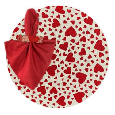 Imagem de Kit Sousplat Suplá Completo Mesa Posta com Guardanapos e Pg Decorativo 6 Lugares (CORAÇÃO FUNDO BRANCO - GUARDANAPO VERMELHO - PG AMOR)