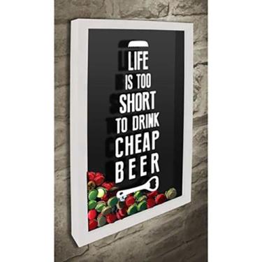 Imagem de Quadro Porta Tampinhas Life is short - Quadro Novo, 37x52, Branco