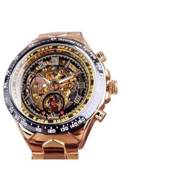 Imagem de Relógio de Pulso Automático Winner, Mostrador Esqueleto com Detalhes Dourados mostrador mecânico