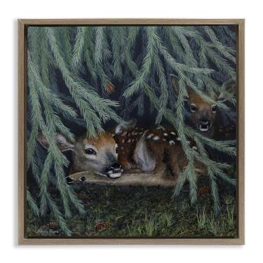 Imagem de Stupell Industries Arte de parede em tela emoldurada Deer Under Forest Tree Brown Floater por Valerie Rogers, 63 x 63 cm