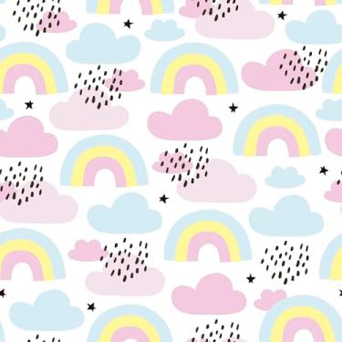 Imagem de Papel De Parede 12m Adesivo Arco Íris Nuvem Quarto Infantil
