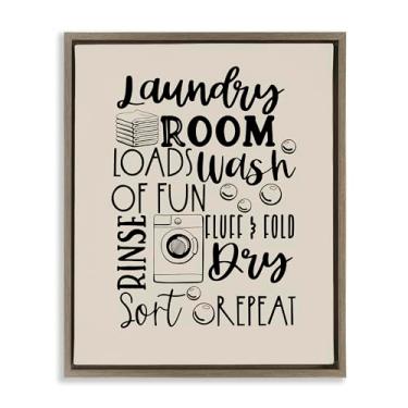 Imagem de Stupell Industries Laundry Phrases Mixed Typography Brown Floater Framed Canvas Wall Art Design por Daniela Santiago, 17 x 21