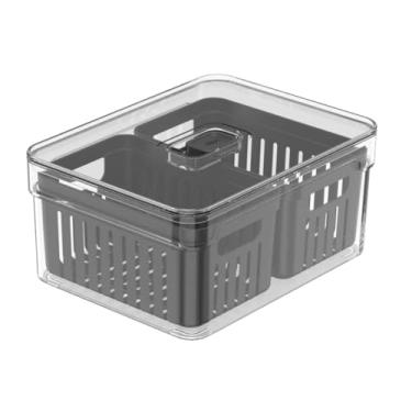 Imagem de Organizador com Cesto Duplo 2,2L Clear Fresh – Caixa Plástica Preto (15 x 20 x 9,5 cm)