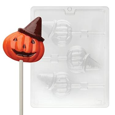 Imagem de Cybrtrayd H019 Molde de doces de chocolate de Halloween, Jack O Lantern com chapéu Lolly