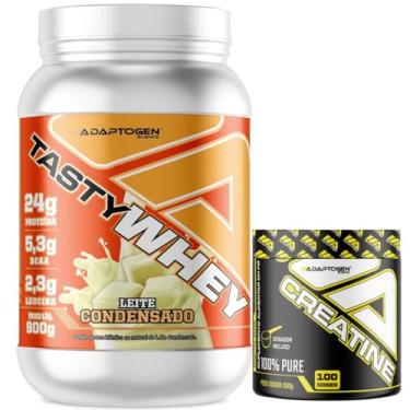 Imagem de Tasty Whey 3W Sabor Leite Condensado 900g + Creatina 300g - Adaptogen Science