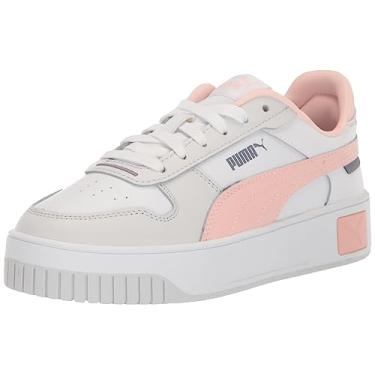 Imagem de PUMA Tênis feminino Carina Street, Branco-rosa, cinza com pena de poeira, 41