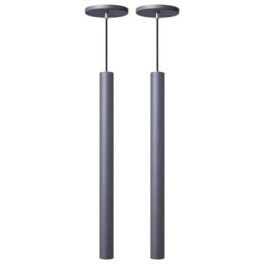 Imagem de Kit 2 Pendente Luminária Tubo Cinza 50 Cm - AZ Casa Decor