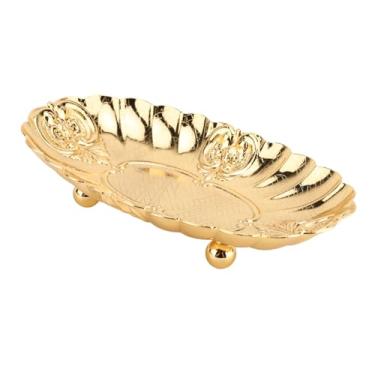 Imagem de Prato oval de metal pequeno, à prova de ferrugem, não dobra, prato oval para lanche feito de metal polido fosco, fácil de lavar, para exibição de alimentos (grande) (pequeno)