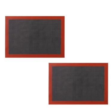 Imagem de Conjunto de 2 peças de tapete de cozimento, 29 x 40 cm, antiaderente, de silicone, para assar, assadeira, assadeira, reutilizável, retangular, para fazer pão