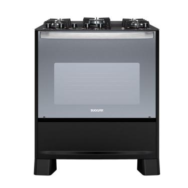 Imagem de Fogão Suggar  Master Grill Preto Mesa De Vidro 5 Bocas Tripla Chama Grill Trempe Ferro Fundido