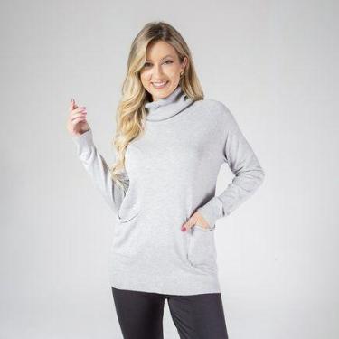 Imagem de Suéter susie gola alta feminino - Susie Modas, Cinza, G, 10 unidades
