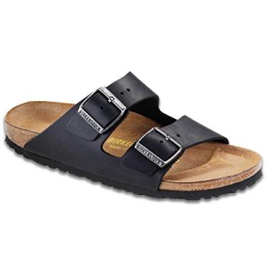 Imagem de Sandália de couro unissex Birkenstock Arizona, Black Oiled, 5-5.5 Narrow Women/3-3.5 Narrow Men