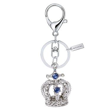 Imagem de Chaveiro com design de coroa 3D de cristal azul safira com bolsa MZ850-2