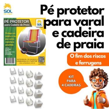 Imagem de Kit Sapatas Protetor de Pé para 4 Cadeiras de Praia e Varal de Chão Co