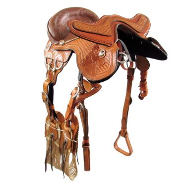 Imagem de Arreio de Cavalo Muladeiro com Cabeça 3 Argolas Laranja 16 Polegadas Luxo