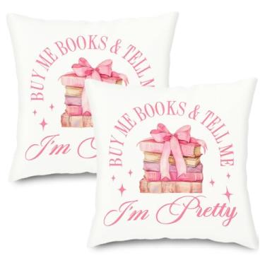 Imagem de Capas de almofada AnyDesign com laço rosa, capa de almofada, 45,7 x 45,7 cm, capa de almofada para biblioteca, sala de casa, festa, sofá, cama, decoração, 2 peças