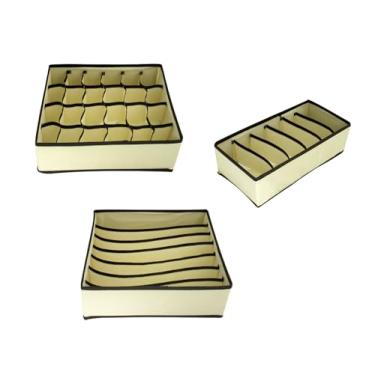 Imagem de Kit 3 Organizadores de Gaveta, Colmeia para Roupas Íntimas, Divisórias para Meias, Cuecas e Calcinhas, Bege (Bege)