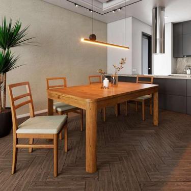 Imagem de Mesa de Jantar Retangular Extensível Zuzu Madeira Maciça Garapa 160 cm