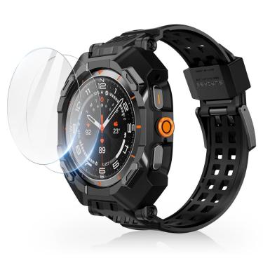 Imagem de Capa com pulseira supcase Unicorn Beetle Pro para Samsung Galaxy Watch Ultra 47 mm com 2 protetores de tela preta