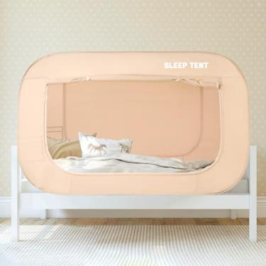 Imagem de BORNA Cama Com Dossel, Barraca De Dormir Dream Tents, Abrigo Para Autismo, Cabana, Barracas Internas, Privacidade, Quente, Respirável, Pop-Up, Tamanho Duplo, Porta Dupla Tela Mosquiteira E Janela Cr