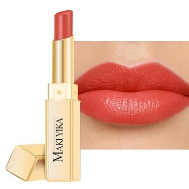 Imagem de MAKI YIKA Batom Moisture Coral Red Para Mulheres, Bálsamo Labial Hidratante Para Lábios Secos E Rachados, Cor De Batom Brilhante E Leve, Acabamento Suculento, Ma053 Coral Red