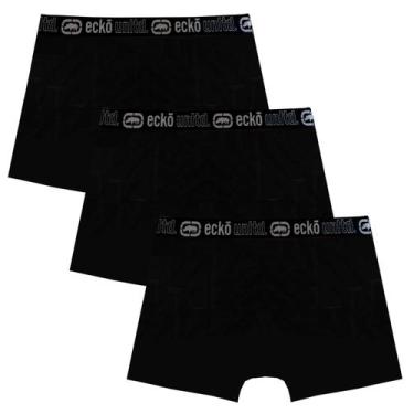 Imagem de Kit 3 Cuecas Masculinas Boxer Cotton Basic Ecko Unltd Preto, G
