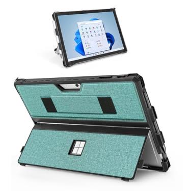 Imagem de Capa para Microsoft Surface Pro 7+/Pro 7/Pro 6/Pro 5/Pro 4 de 12,3 polegadas, com suporte para caneta de superfície e alça de mão, compatível com teclado Surface Pro Type Cover (ciano)