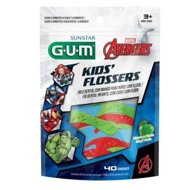 Imagem de Fio Dental GUM Sunstar Marvel Avengers Kids Flossers Maçã com 40 Fios
