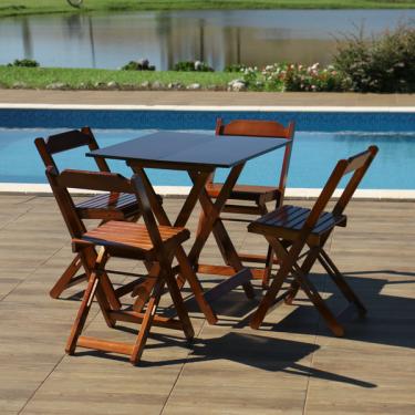 Imagem de Jogo De Mesa 70x70 Com 4 Cadeiras Dobr��veis De Madeira Imbuia