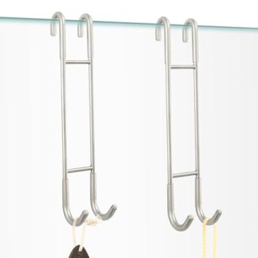 Imagem de NINETREX Ganchos de porta de chuveiro, ganchos de toalha para banheiros, porta de vidro sem moldura, gancho de aço inoxidável SUS 304 resistente para toalhas, rodo, bucha, barbeador, roupão, pacote