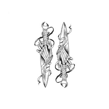 Imagem de Tatuagens temporárias, Punhal, Tatuagens de punhal, Resistente à água, Dura de 1 a 2 semanas, Aparência de tatuagem real, Resiliência,19 x 12 cm