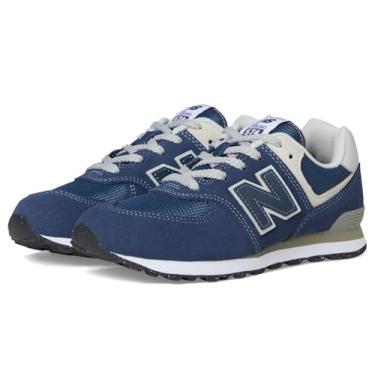 Imagem de New Balance Tênis masculino 574 Core com cadarço, azul marinho/branco, 2,5 largo criança pequena, Azul-marinho/branco