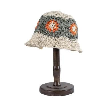 Imagem de Chapéu Balde de Palha Dobrável com Proteção UV - Viseira Solar para Ve