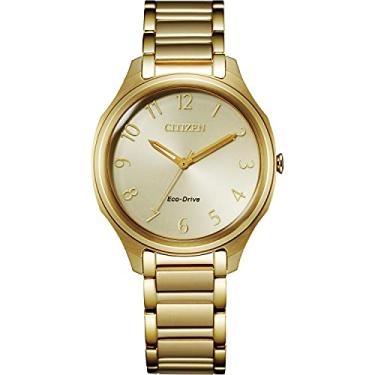 Imagem de Citizen Relógio feminino casual Eco-Drive de quartzo, aço inoxidável, dourado (modelo: EM0752-54P)