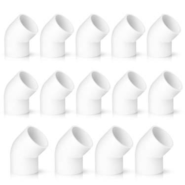 Imagem de Conexões de PVC de 3/10.2 cm Cotovelo de 45 graus, pacote com 14, conector de encaixe de tubo de PVC para móveis de construção, encaixe de cotovelo de canto DIY para conexões de tubos, conexão de