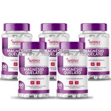 Imagem de Kit Com 05 - Magnésio Quelato 260mg P/Porção 60 Cápsulas de 500mg Nataly