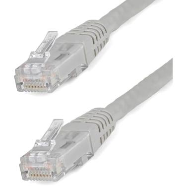 Imagem de StarTech. Cabo Ethernet CAT6 de 7,6 metros – Cabo Ethernet Cinza CAT 6 Gigabit – 650 MHz 100 W PoE ++ RJ45 UTP moldado categoria 6 cabo de rede/patch com alívio de tensão/Fluke testado UL/TIA certificado (C6PATCH25GR)