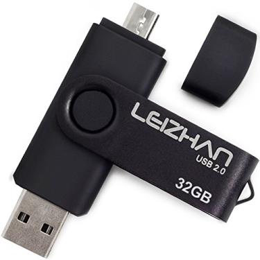 Imagem de leizhan Pen drive micro USB 2 em 1 OTG pendrive de 32 GB, cartão de memória micro pendrive USB para presente, compatível com smartphones Android OTG, micro smartphone/tablets/PCs, preto
