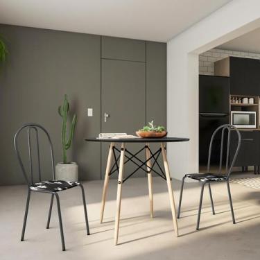 Imagem de Conjunto com 4 Cadeiras Concórdia Floral e Preto - Mobly