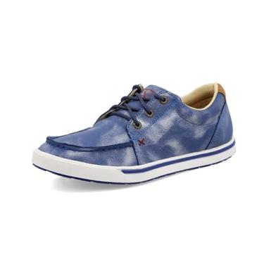 Imagem de Twisted X Tênis feminino com forro ecoTweed – Tecido de couro de flor integral com design têxtil moderno – Mocassim Hooey Lopers sem cadarço projetado com forro ecoTweed, Azul Mirage Multi, 7.5