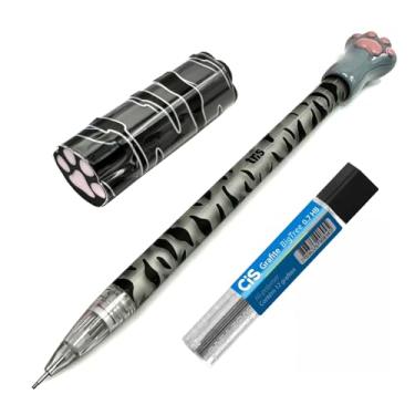 Imagem de Kit de Papelaria com Tema de Gatos – Lapiseira 0.7mm, Borracha e Grafite 2B (Preto)