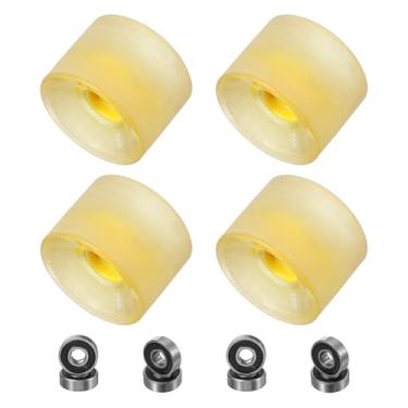 Imagem de PATIKIL Rodas de skate de 70 mm, 1 conjunto de rodas de rua de dureza 78A PU Flash Cruiser de alta elasticidade com rolamentos 608RS para substituição de skates, amarelo transparente