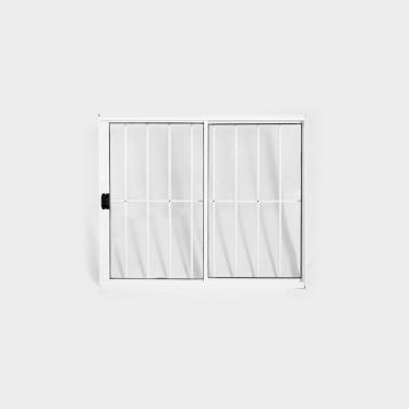 Imagem de Janela De Correr 100x150cm Com Grade Plus Lux Esquadrias Branco