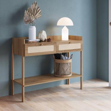 Imagem de Aparador 2 Gavetas 103cm Palhinha Pé Madeira Oslo Artesano Hanover