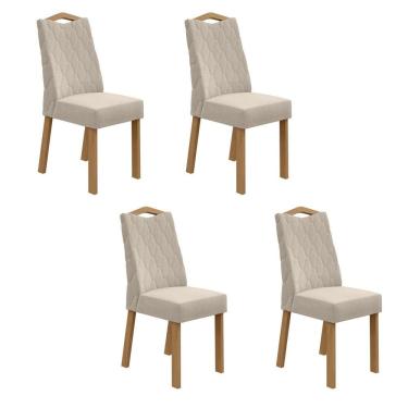 Imagem de Conjunto 4 Cadeiras Vênus Móveis Lopas Amêndoa Clean/Linho Rinzai Bege