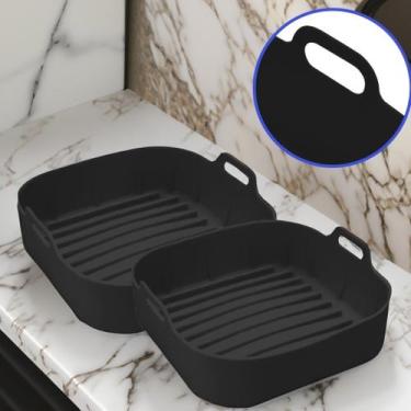 Imagem de Kit 2 Forma de Silicone Air Fryer Grande 20CM Assadeira Fritadeira Qua