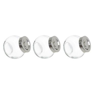 Imagem de Kit 3 Porta Temperos Em Vidro Com Tampa Metálica Prata 170ml - D'rossi