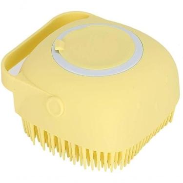 Imagem de Lava Pelo Pet Escova Banho Cachorro Gato Dispenser Shampoo Amarelo - Amarelo