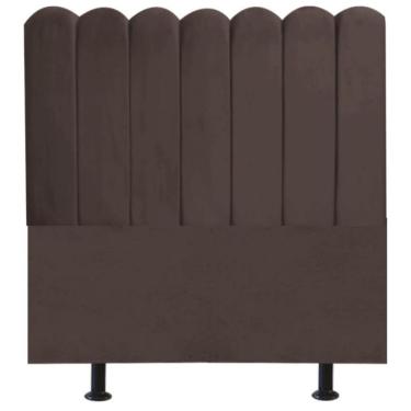 Imagem de Cabeceira Nuvem Cama Box Solteiro 90 Cm Alanis Suede Marrom